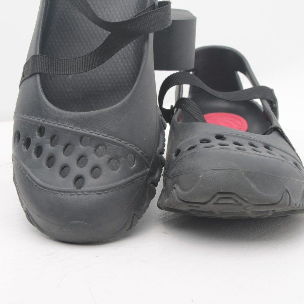 Skechers Mary Jane Flats Rubber Shoes Velcro Closure Women 7 | Black